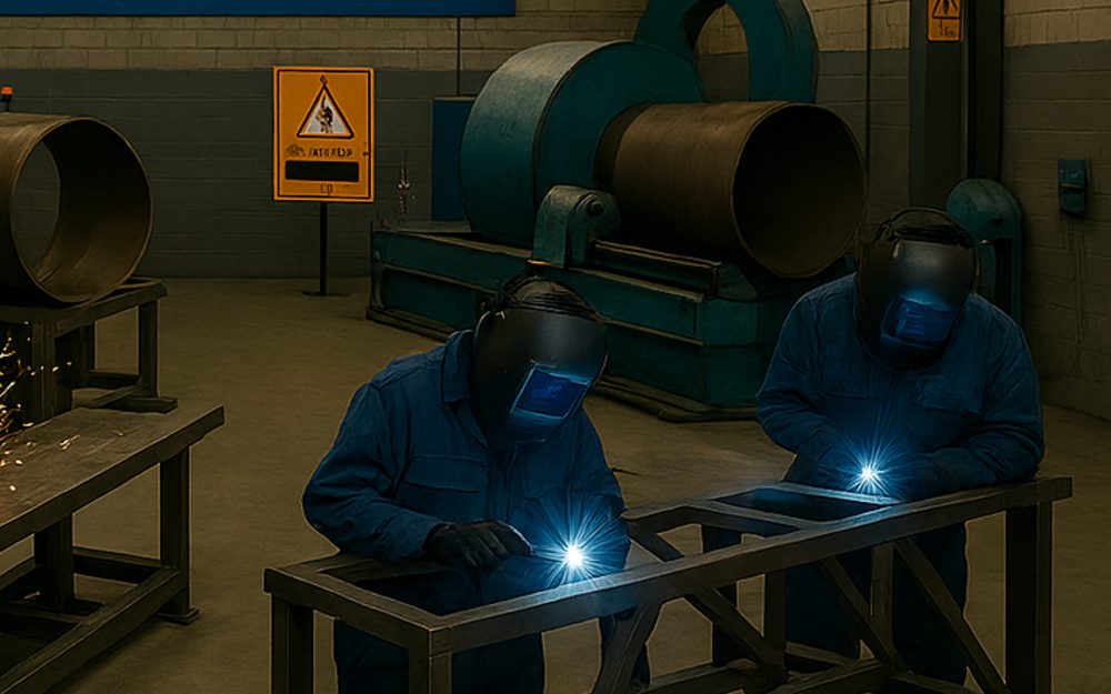 Soldagem de estruturas metálicas e calandra na caldeiraria da Usifort